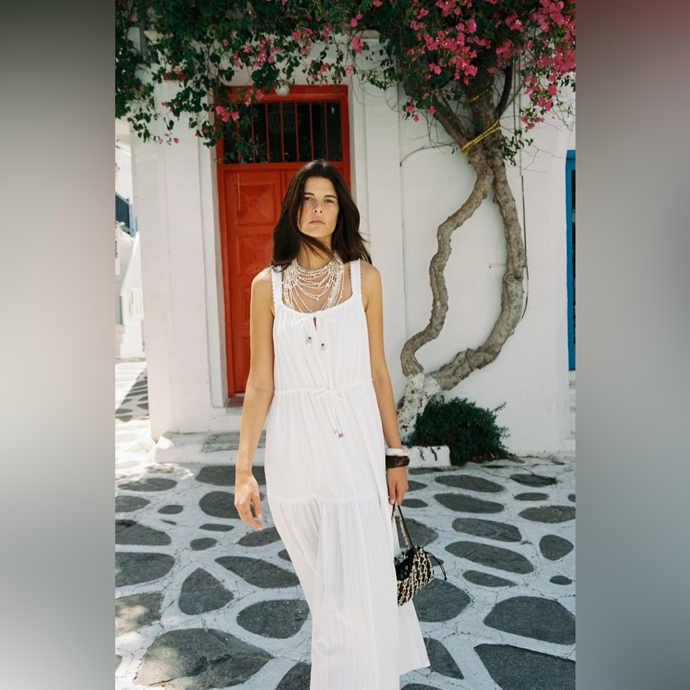 ZARA COTTON PANELED MIDI DRESS